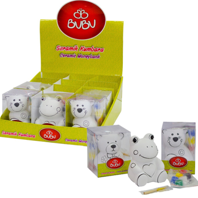 Bu-Bu Seramik Kumbara Boyama Standı Arabalar 12 Lİ 