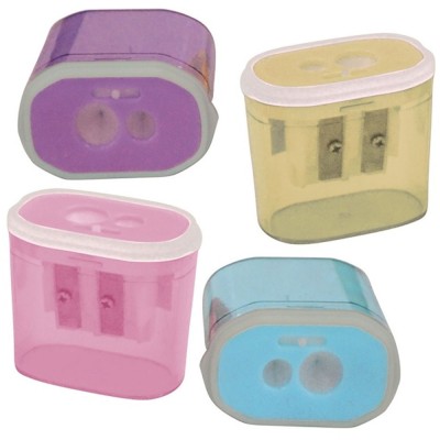 Bu-Bu Kalemtıraş Şeffaf Dikdörtgen Çiftli Pastel Renk 24'lü